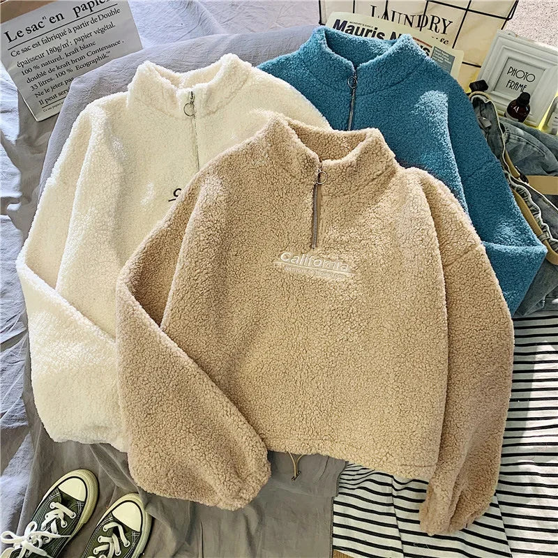 2023 Herbst Solide Brief Halb Rollkragen Pullover Frauen Langarm Lose Tops Reißverschluss Damen Kleidung Sweatshirt Sportli2023 Herbst Solide Brief Halb Rollkragen Pullover Frauen Langarm Lose Tops Reißverschluss Damen Kleidung Sweatshirt Sportlichen Stil