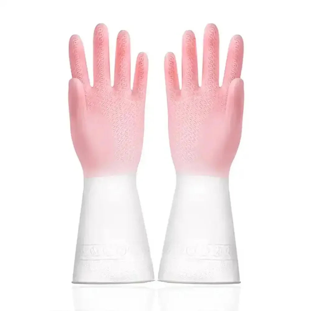 Household Cleaning Gloves Household Kitchen Dishwashing Gloves Gradient Color Home Rubber Gloves With Nails Waterproof