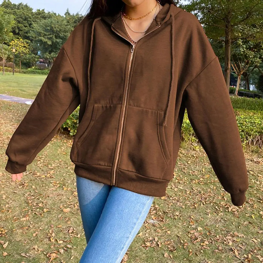 Sweatshirt Hoodie Übergröße Kapuzenjacke Sweatshirts Grau Damen Kleidung Solid Zip Up Hoodies Herbst Damen Tops Lange Ärmel