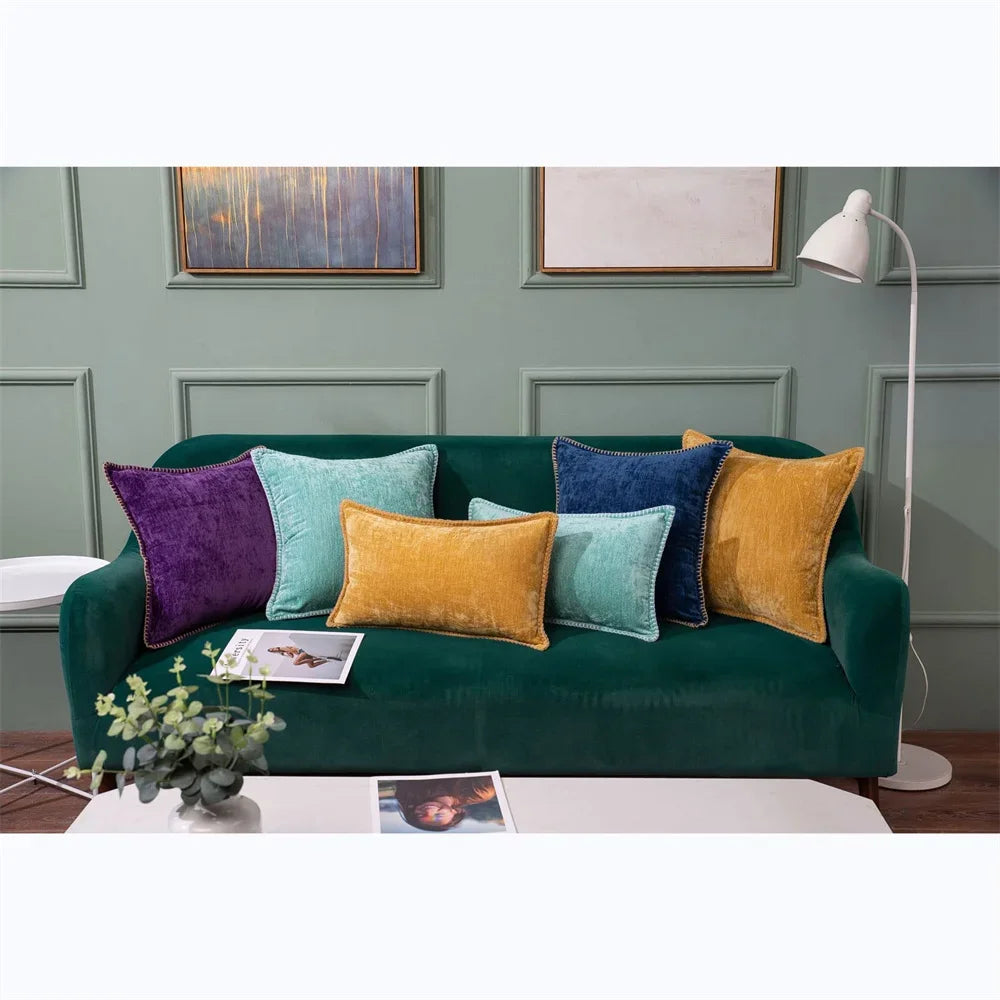 Blauer Chenille-Kissenbezug, 45 x 45, Kissenbezug, 30 x 50 cm, Sofa, dekorativer Kissenbezug, weicher Luxus für Wohnzimmer-Sofa-Dekoration