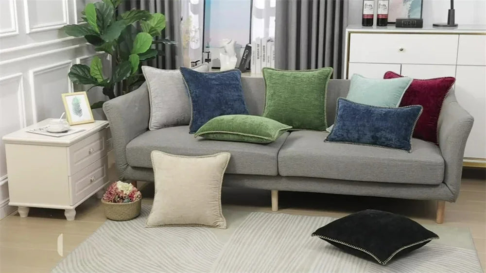 Blauer Chenille-Kissenbezug, 45 x 45, Kissenbezug, 30 x 50 cm, Sofa, dekorativer Kissenbezug, weicher Luxus für Wohnzimmer-Sofa-Dekoration