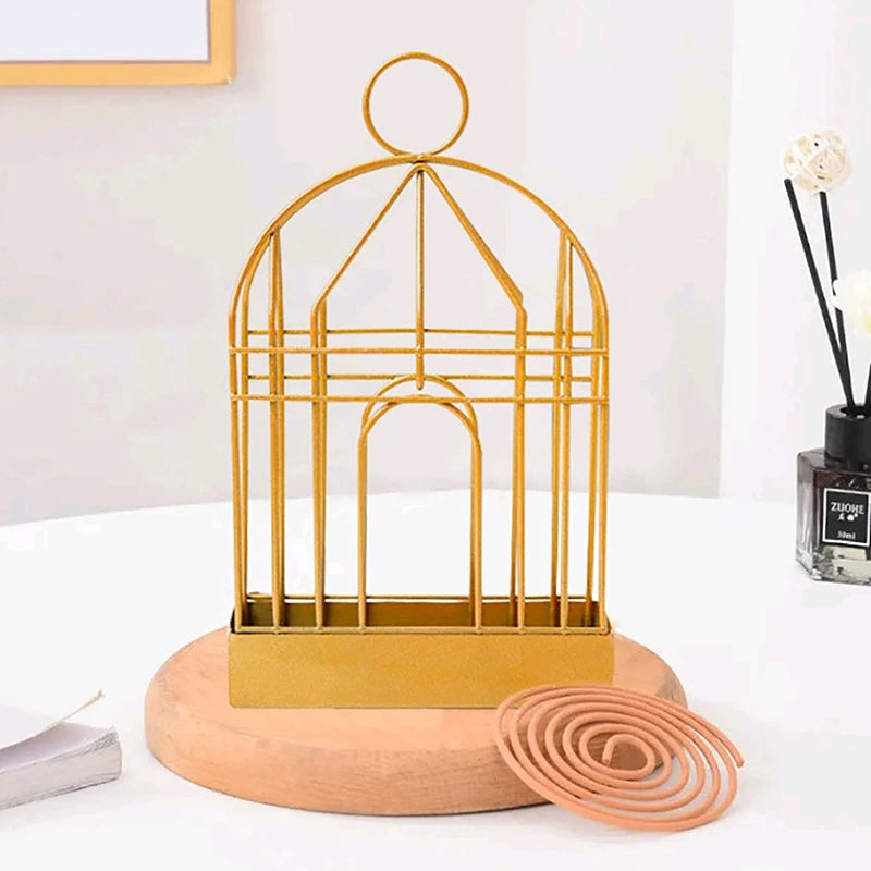 Wrought Iron Hanging Creative Birdcage Mosquito Coil Holder Household Fireproof Sandalwood Ash Box Mosquito Coil Incense Box