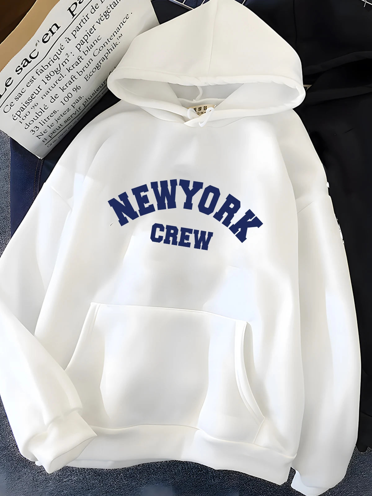 Hirsionsan New York Brief Drucken Sweatshirt Frauen Weiche Beiläufige Lose Sportwear Weibliche Hoodies Warme Fleece Mädchen Kleidung 2023 Neue