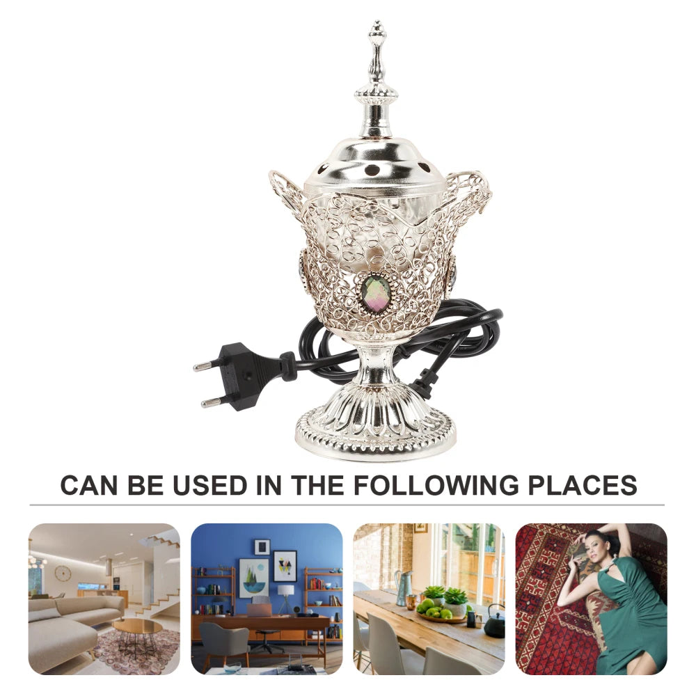 Electric Incense Burner Retro Censer Incense Burner Middle East Church Incense Burner Desktop Incense Burner (EU Plug)