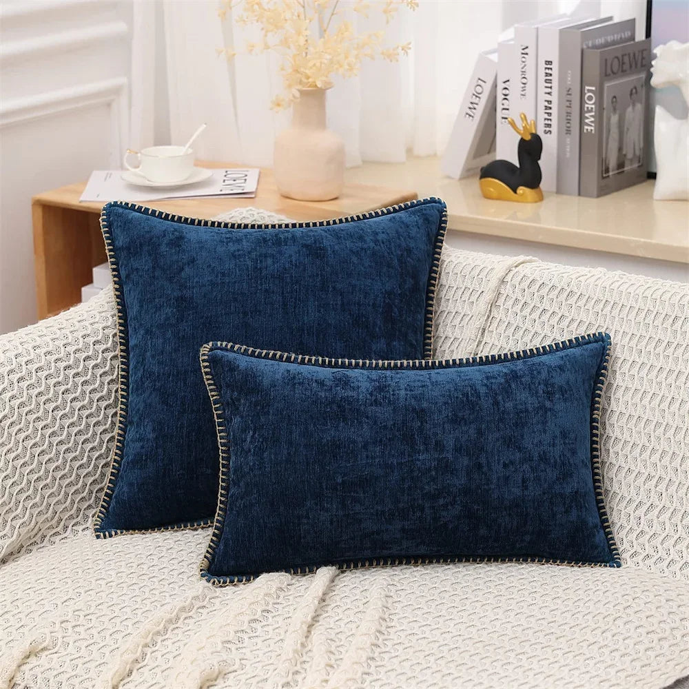 Blauer Chenille-Kissenbezug, 45 x 45, Kissenbezug, 30 x 50 cm, Sofa, dekorativer Kissenbezug, weicher Luxus für Wohnzimmer-Sofa-Dekoration