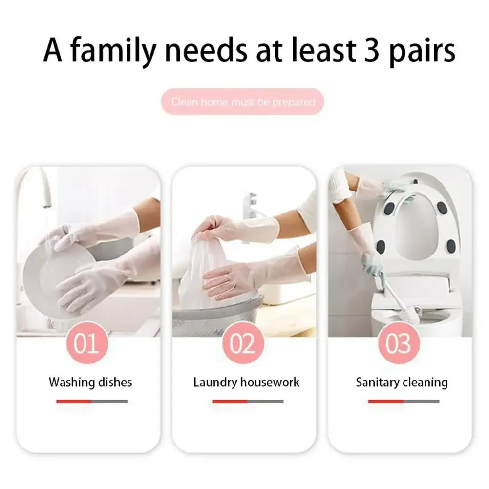 Household Cleaning Gloves Household Kitchen Dishwashing Gloves Gradient Color Home Rubber Gloves With Nails Waterproof
