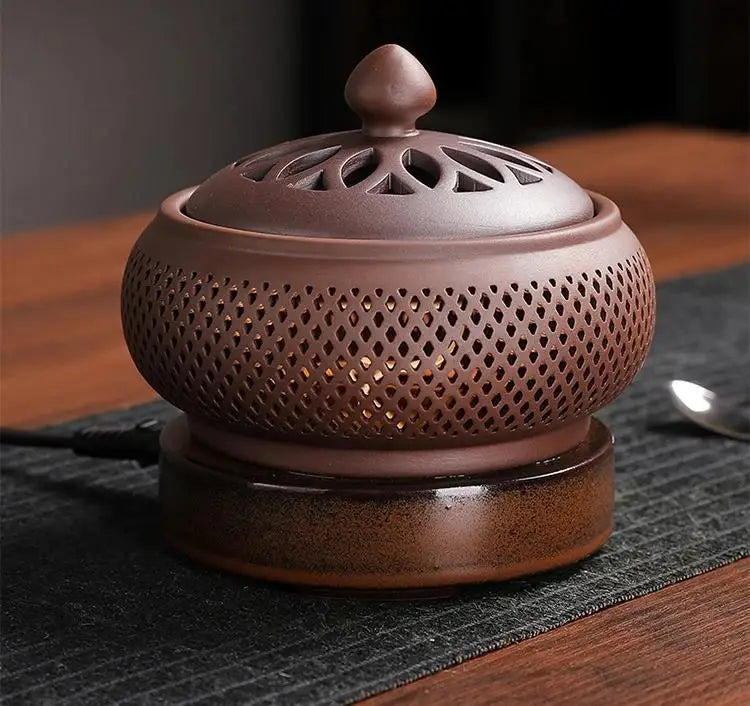 220V Enamel Electronic Incense Burner Timed Temperature Regulation Essential Oil Lamp Heating Electric Fumigating Furnace