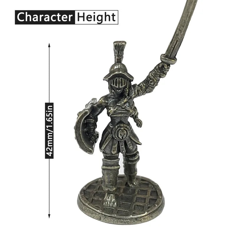 1pc Antike Schwarze Messing Spartan Rom Soldaten Figuren Miniaturen Vintage Metall Soldaten Modell Statue Desktop Ornament Geschenk