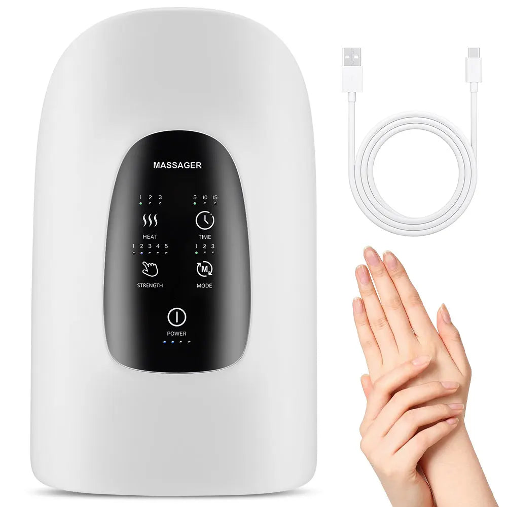 New Hand Massager Acupoint Massage Heated Physiotherapy Air Compression Massage Palm Massager Finger Wrist Spa Relax Pain Relief