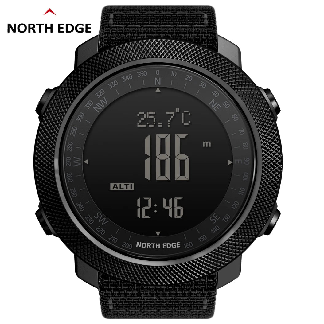 NORTH EDGE Herren Sport Digitaluhr Stunden Laufen Schwimmen Militär Armee Uhren Höhenmesser Barometer Kompass wasserdicht 50m