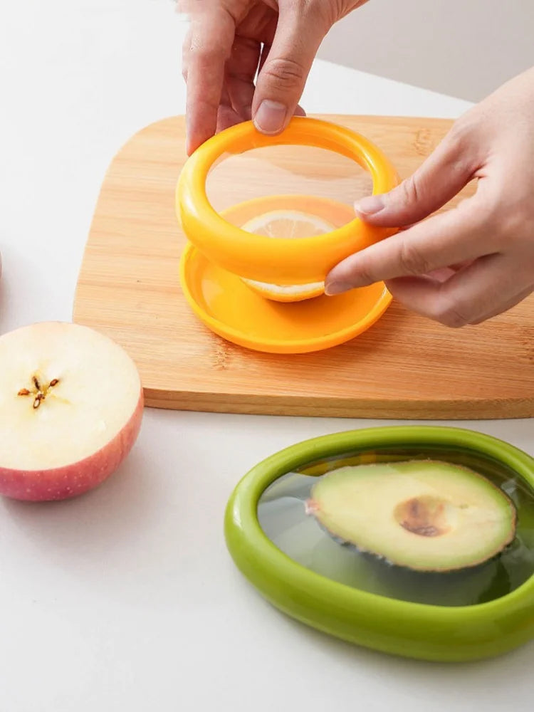 Wiederverwendbare Frischhaltebox für halb geschnittenes Obst, einziehbarer Folienbehälter, Aufbewahrungsbehälter für Obstkonservierung, Verschlussdeckel, Küchenutensilien