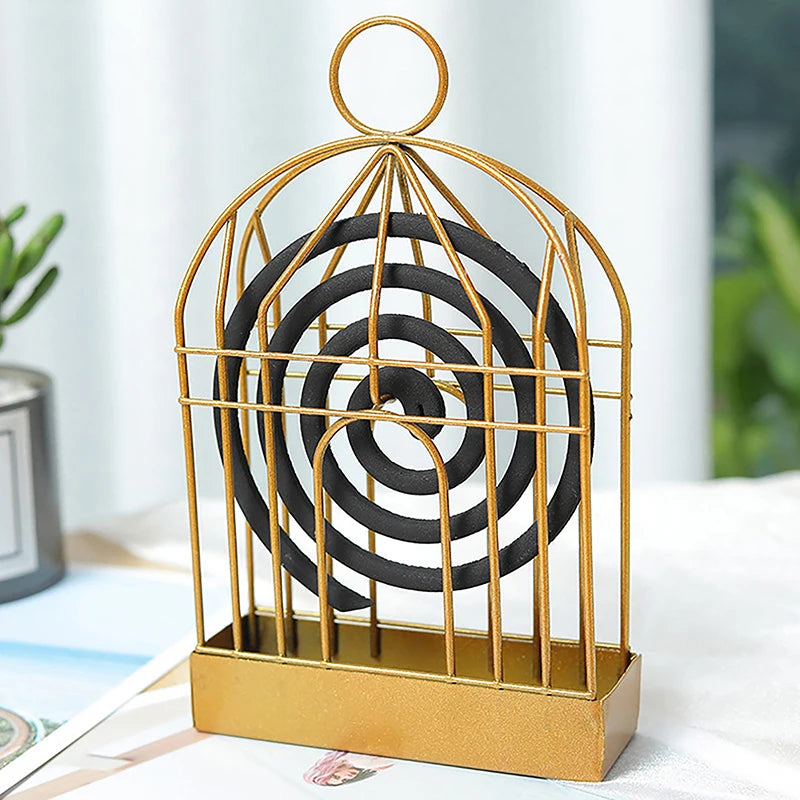 Wrought Iron Hanging Creative Birdcage Mosquito Coil Holder Household Fireproof Sandalwood Ash Box Mosquito Coil Incense Box