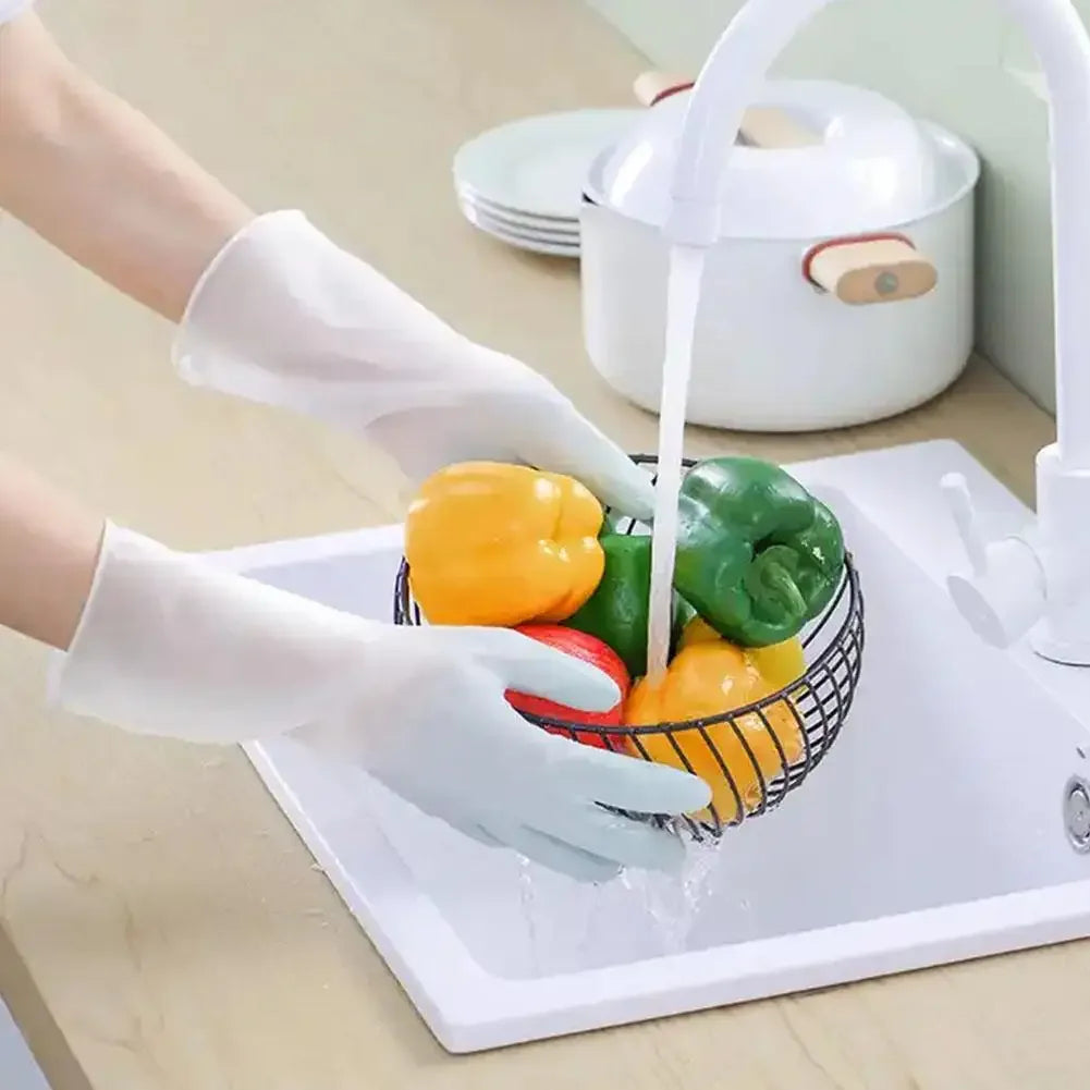 Household Cleaning Gloves Household Kitchen Dishwashing Gloves Gradient Color Home Rubber Gloves With Nails Waterproof