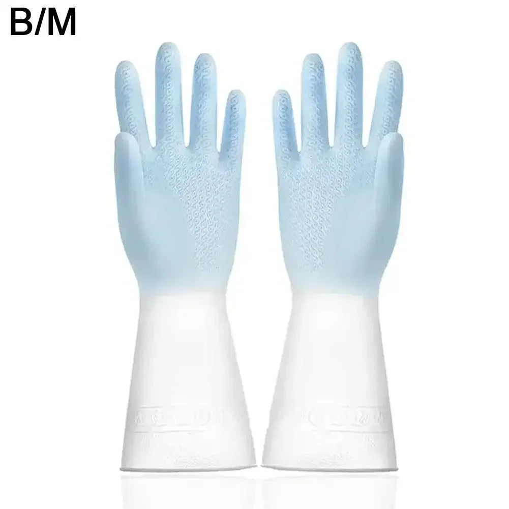 Household Cleaning Gloves Household Kitchen Dishwashing Gloves Gradient Color Home Rubber Gloves With Nails Waterproof