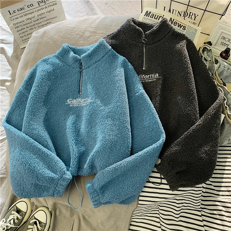 2023 Herbst Solide Brief Halb Rollkragen Pullover Frauen Langarm Lose Tops Reißverschluss Damen Kleidung Sweatshirt Sportli2023 Herbst Solide Brief Halb Rollkragen Pullover Frauen Langarm Lose Tops Reißverschluss Damen Kleidung Sweatshirt Sportlichen Stil