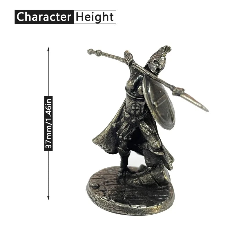 1pc Antike Schwarze Messing Spartan Rom Soldaten Figuren Miniaturen Vintage Metall Soldaten Modell Statue Desktop Ornament Geschenk