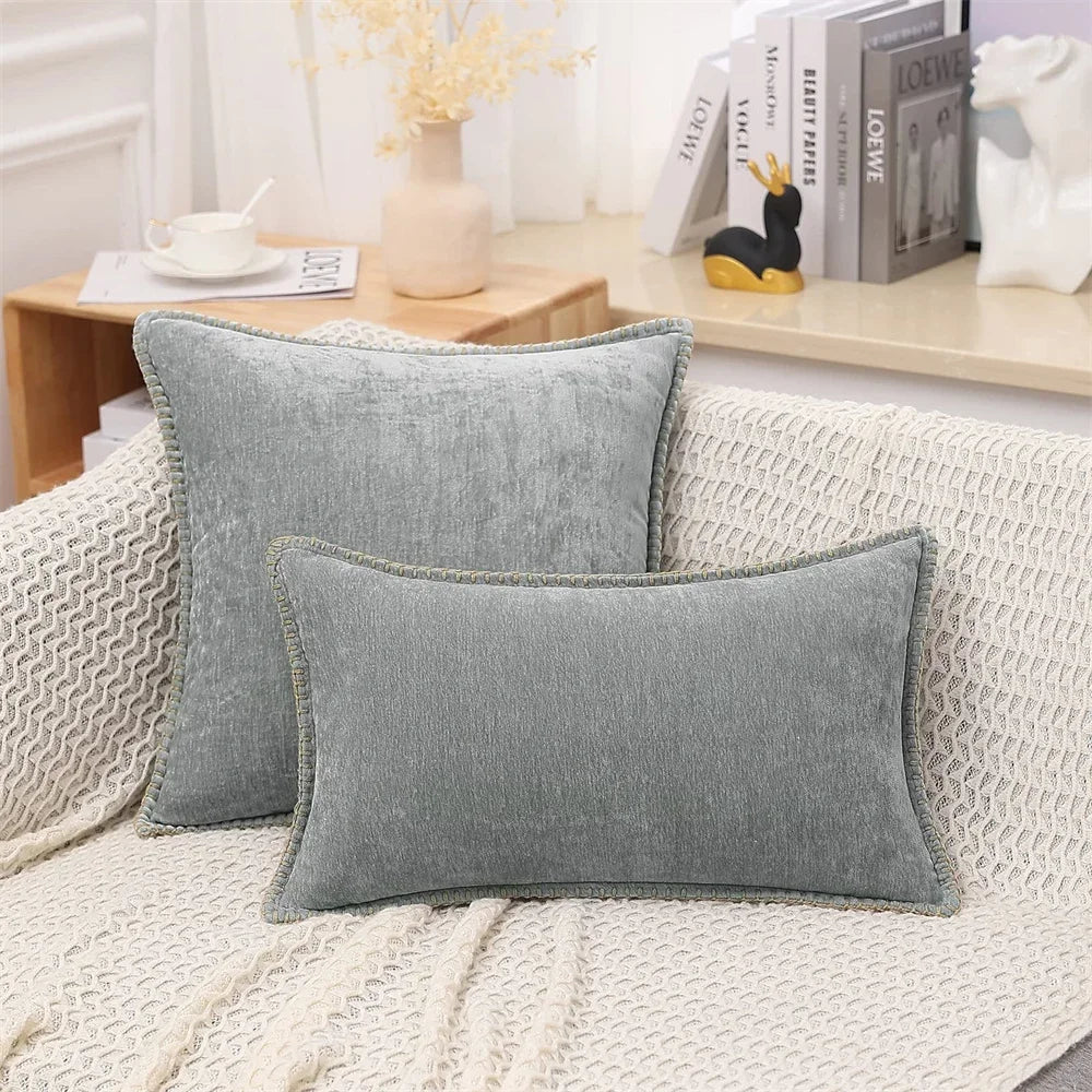 Blauer Chenille-Kissenbezug, 45 x 45, Kissenbezug, 30 x 50 cm, Sofa, dekorativer Kissenbezug, weicher Luxus für Wohnzimmer-Sofa-Dekoration