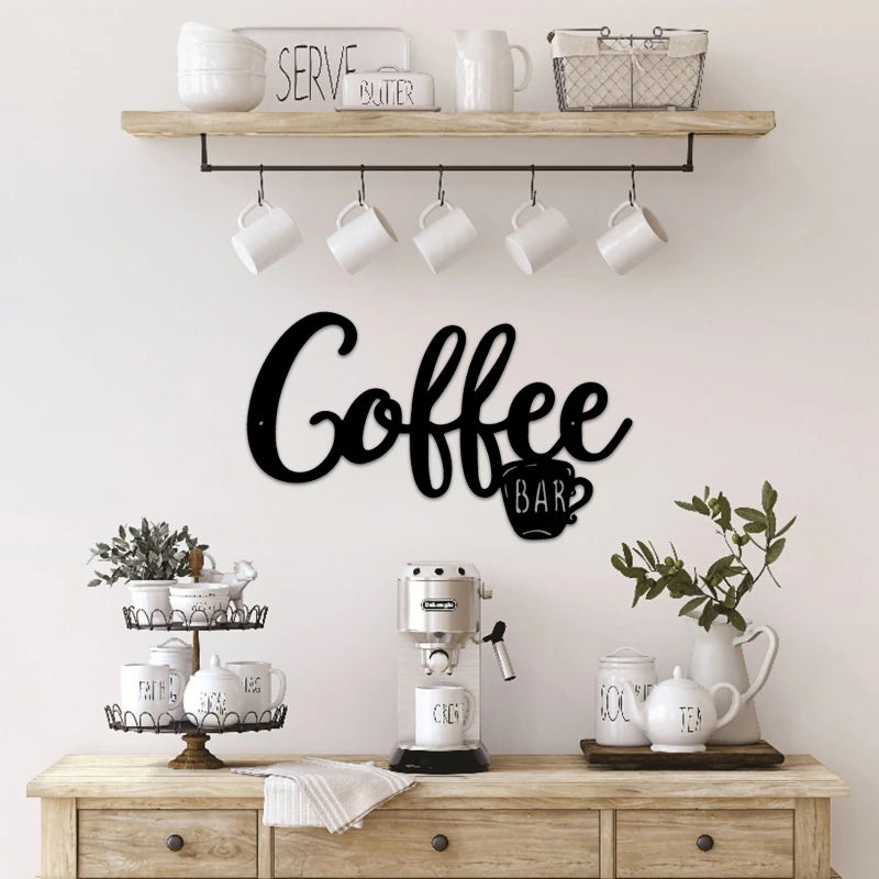 Metall-Kaffeeschild, Teetasse, Barschild, zum Aufhängen, Wandkunst, Dekor, Kaffee-Wort, Buchstabenschild für Café, Bauernhaus, Küche, Wanddekoration, 12