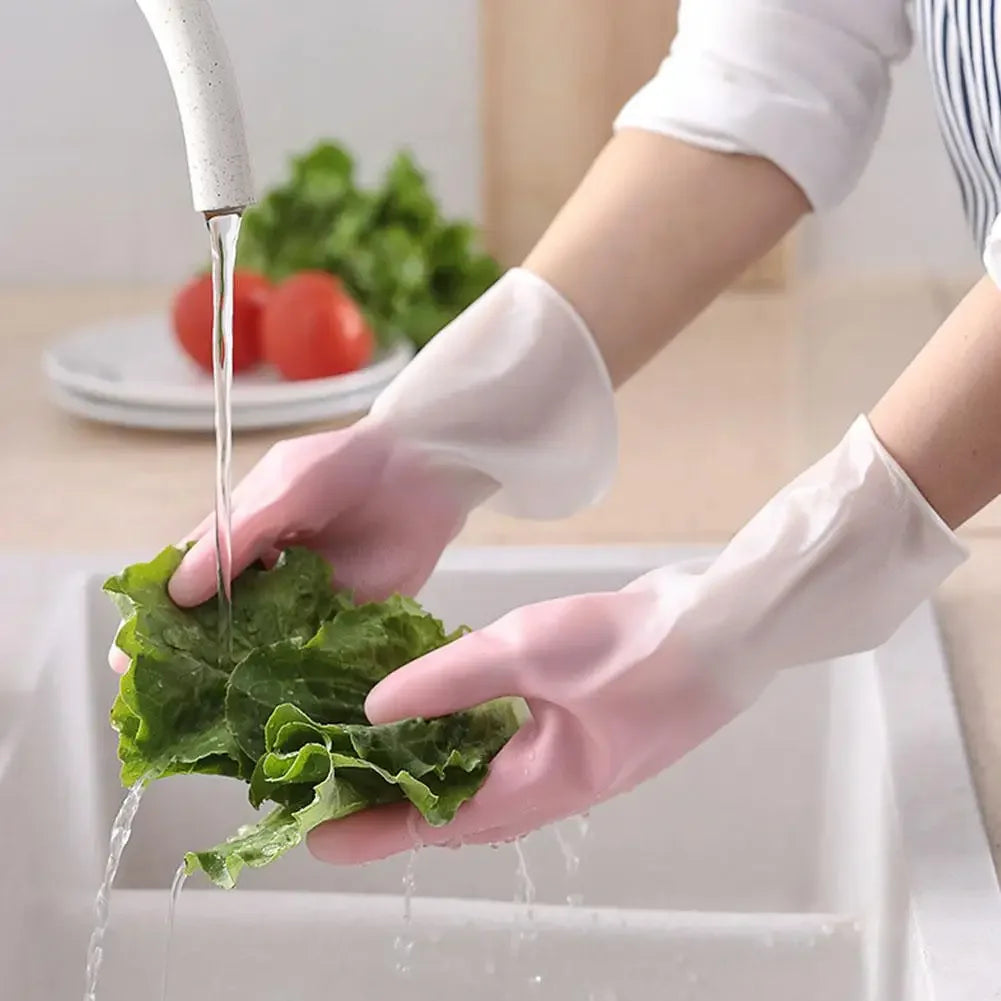 Household Cleaning Gloves Household Kitchen Dishwashing Gloves Gradient Color Home Rubber Gloves With Nails Waterproof