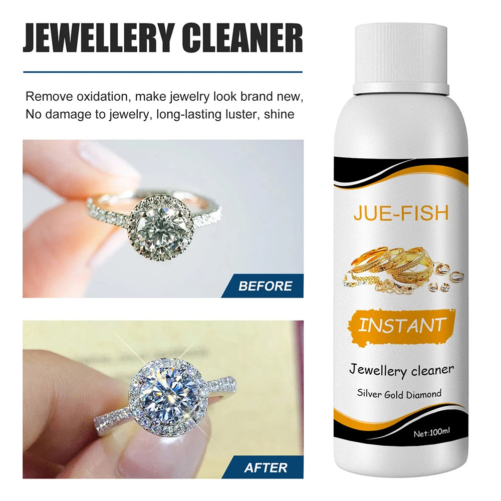 Schmuck-Reinigungslösung, 100 ml, zum Polieren von Gold, Silber, Brillen, Uhren, Ringen und Diamanten, entfernt Schmutz und Glanz für Ultraschallgeräte