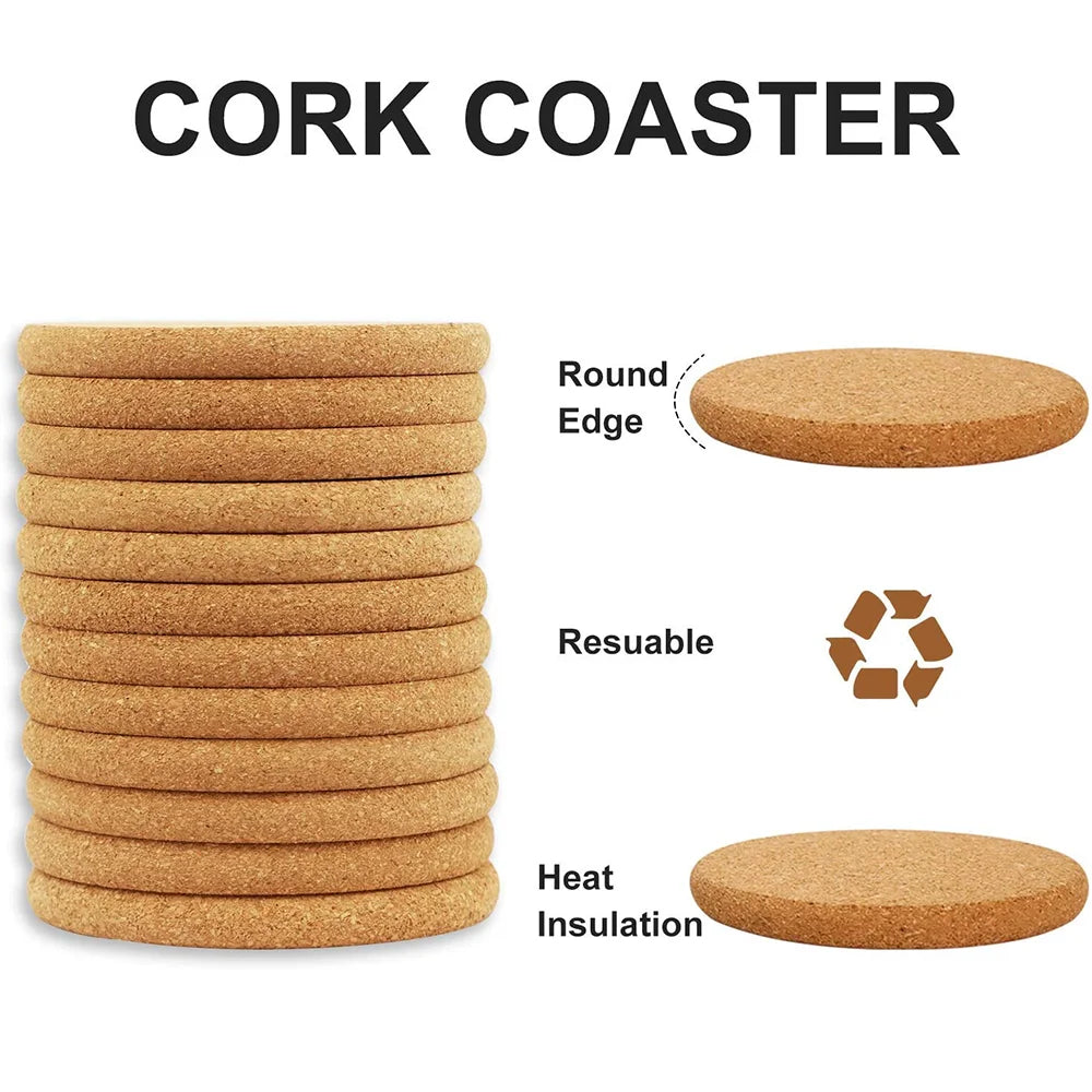 Cork Coaster 0.8cm Thicken Engraved Cartoon Animals Cup Tea Coffee Mug Holder for Kitchen Mat Tableware Round Drink Coasters