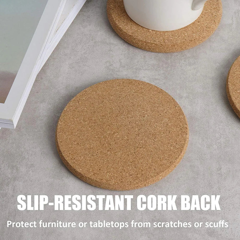 Cork Coaster 0.8cm Thicken Engraved Cartoon Animals Cup Tea Coffee Mug Holder for Kitchen Mat Tableware Round Drink Coasters