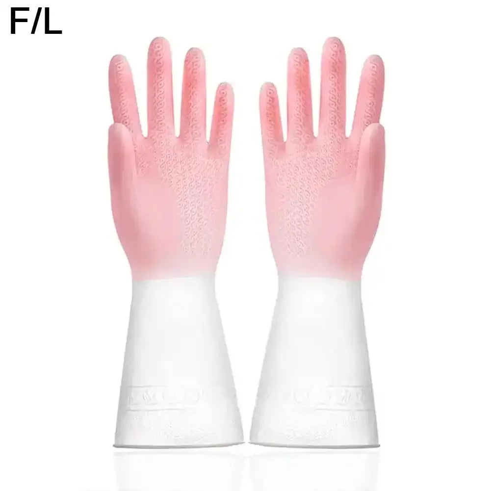 Household Cleaning Gloves Household Kitchen Dishwashing Gloves Gradient Color Home Rubber Gloves With Nails Waterproof