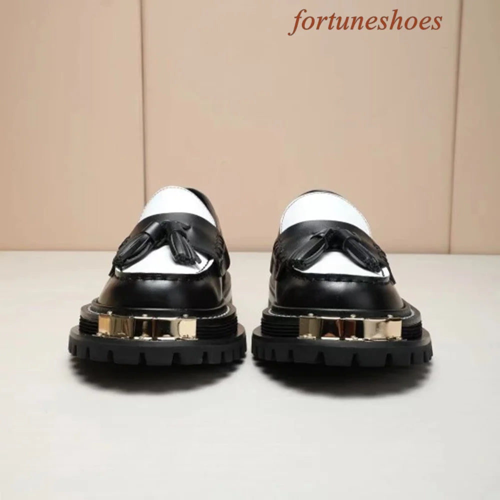 Metal Decoration Fringe Women Shoes Round Toe Slip On Sponge Cake Base Shoes Spring/autumn Fashion Casual Comfortable Shoes