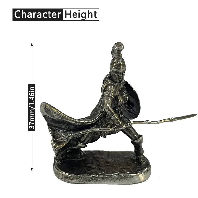 1pc Antike Schwarze Messing Spartan Rom Soldaten Figuren Miniaturen Vintage Metall Soldaten Modell Statue Desktop Ornament Geschenk
