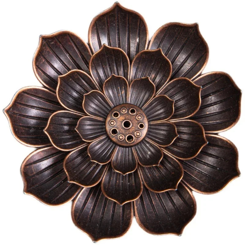 2024 Hot Alloy Incense Burner Stick Holder Plate Buddhism Lotus Censer Bronze Nasturtium Incense Burner