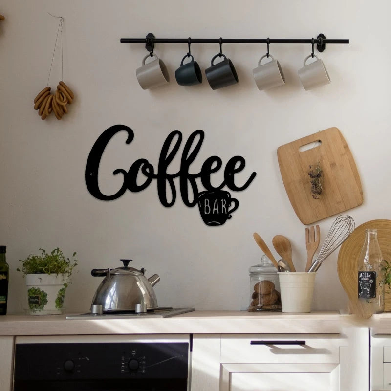 Metall-Kaffeeschild, Teetasse, Barschild, zum Aufhängen, Wandkunst, Dekor, Kaffee-Wort, Buchstabenschild für Café, Bauernhaus, Küche, Wanddekoration, 12