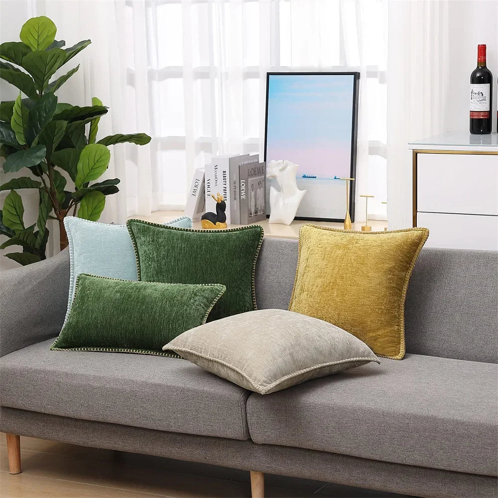 Blauer Chenille-Kissenbezug, 45 x 45, Kissenbezug, 30 x 50 cm, Sofa, dekorativer Kissenbezug, weicher Luxus für Wohnzimmer-Sofa-Dekoration