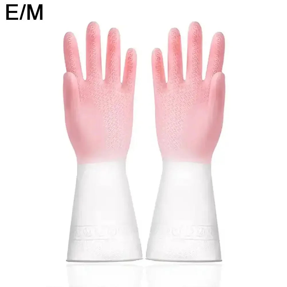 Household Cleaning Gloves Household Kitchen Dishwashing Gloves Gradient Color Home Rubber Gloves With Nails Waterproof