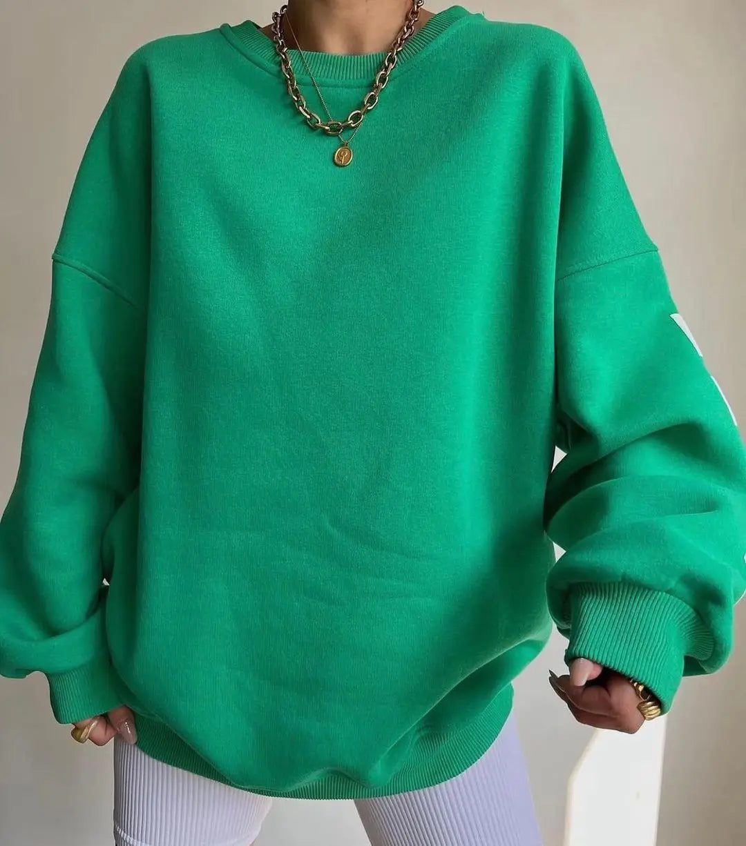 Frauen Grunge Lose Pullover Sweatshirts Zurück Brief Drucken Casual Verdickt Langarm Tops Herbst Streetwear