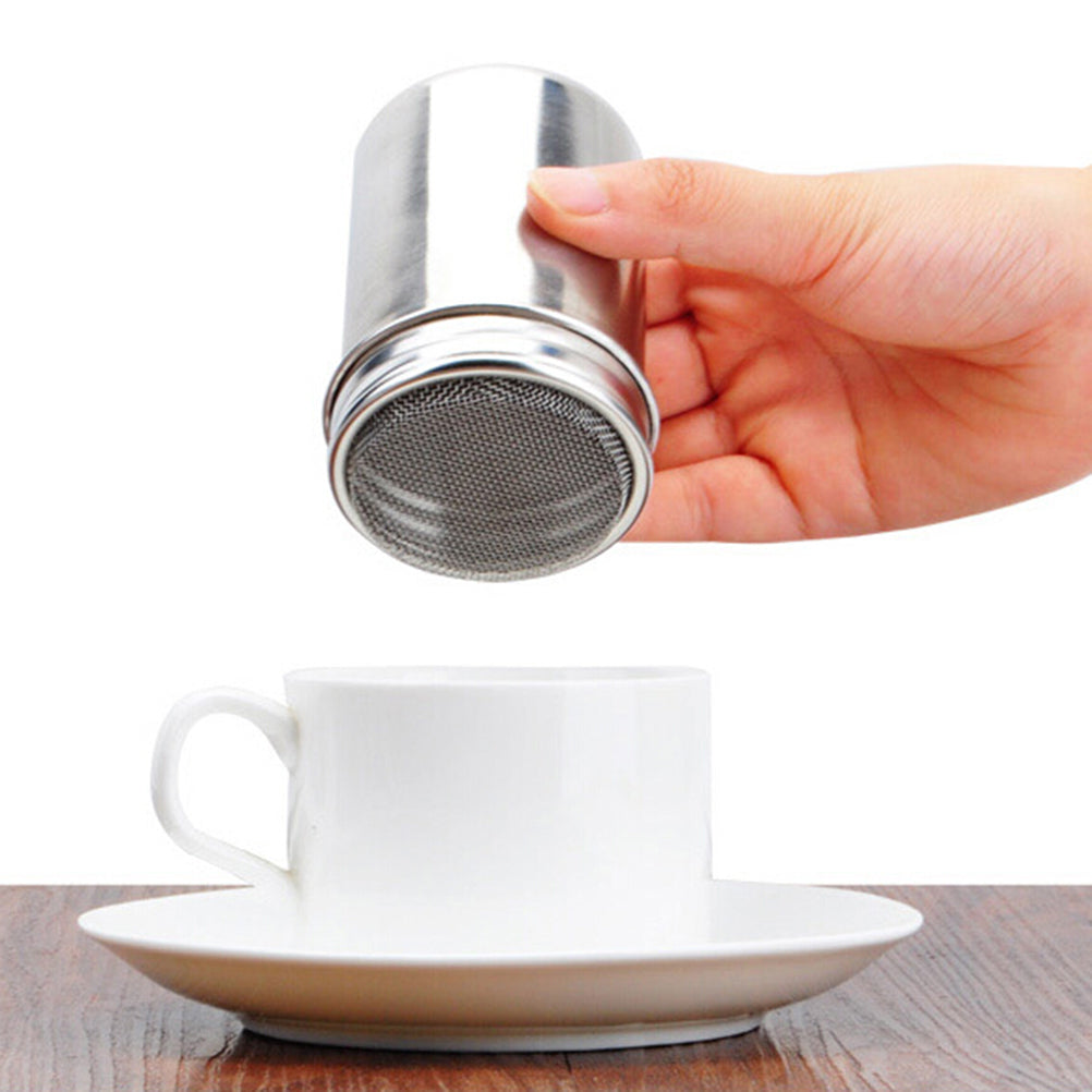 2 stücke Edelstahl Dredge Salz Zucker Pfeffer Shaker Flasche Dispenser Salz Flasche Pfeffer Kaffee Kakao Zimt Pulver Kann für