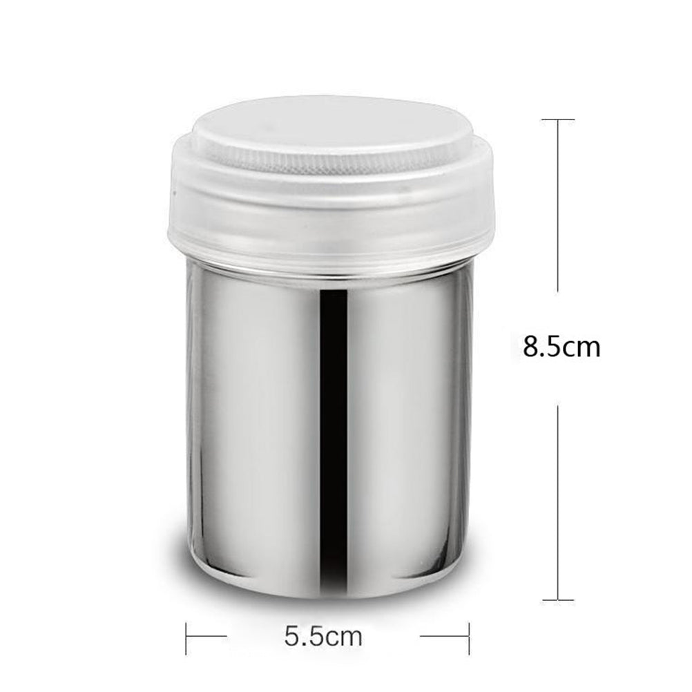 2 stücke Edelstahl Dredge Salz Zucker Pfeffer Shaker Flasche Dispenser Salz Flasche Pfeffer Kaffee Kakao Zimt Pulver Kann für