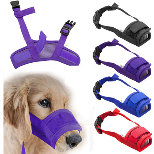 Sicherheitsmaulkorb für Hunde, verstellbar, zum Schutz vor Beißen, Bellen und Kauen, verstellbare Maske für Hunde, Bellen, Beißen, Mesh-Mund, Maulkorb gegen Kauen