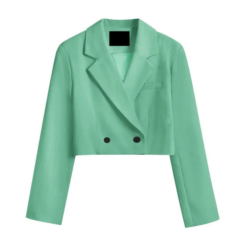 Cropped Blazers Women Ins Popular Notched Korean Slim Fit Fashion Hit Colors Stylish Suits Chic Tender Solid Straight Outwear OL