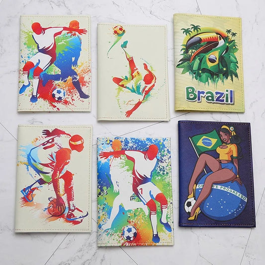 Travel Accessories Fashion Football Men & Boy's Passport Holder PU Leather Travel Passport Cover Case Card ID Holders 14cm*9.6cm