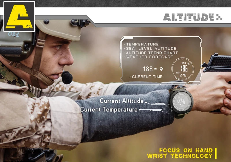 NORTH EDGE Herren Sport Digitaluhr Stunden Laufen Schwimmen Militär Armee Uhren Höhenmesser Barometer Kompass wasserdicht 50m
