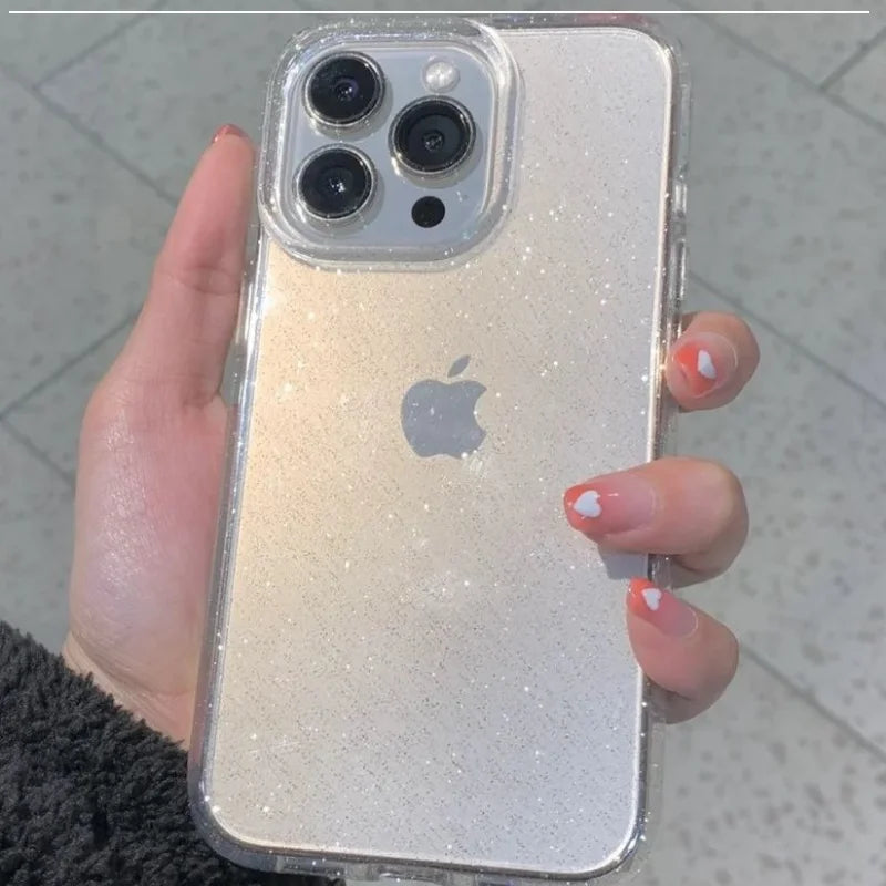 Luxury Bling Glitter Clear Case For iPhone 15 Pro max 14 plus 13 12 11 X XR XS 7 8 Plus Transprent Soft Acrylic Shockproof Cover