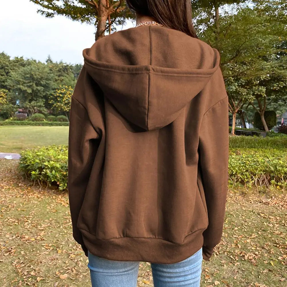 Sweatshirt Hoodie Übergröße Kapuzenjacke Sweatshirts Grau Damen Kleidung Solid Zip Up Hoodies Herbst Damen Tops Lange Ärmel