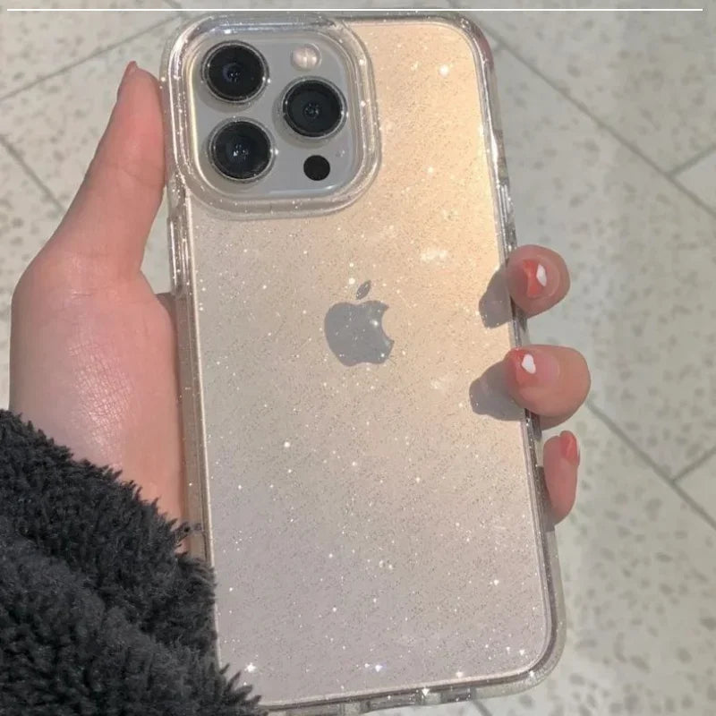 Luxury Bling Glitter Clear Case For iPhone 15 Pro max 14 plus 13 12 11 X XR XS 7 8 Plus Transprent Soft Acrylic Shockproof Cover