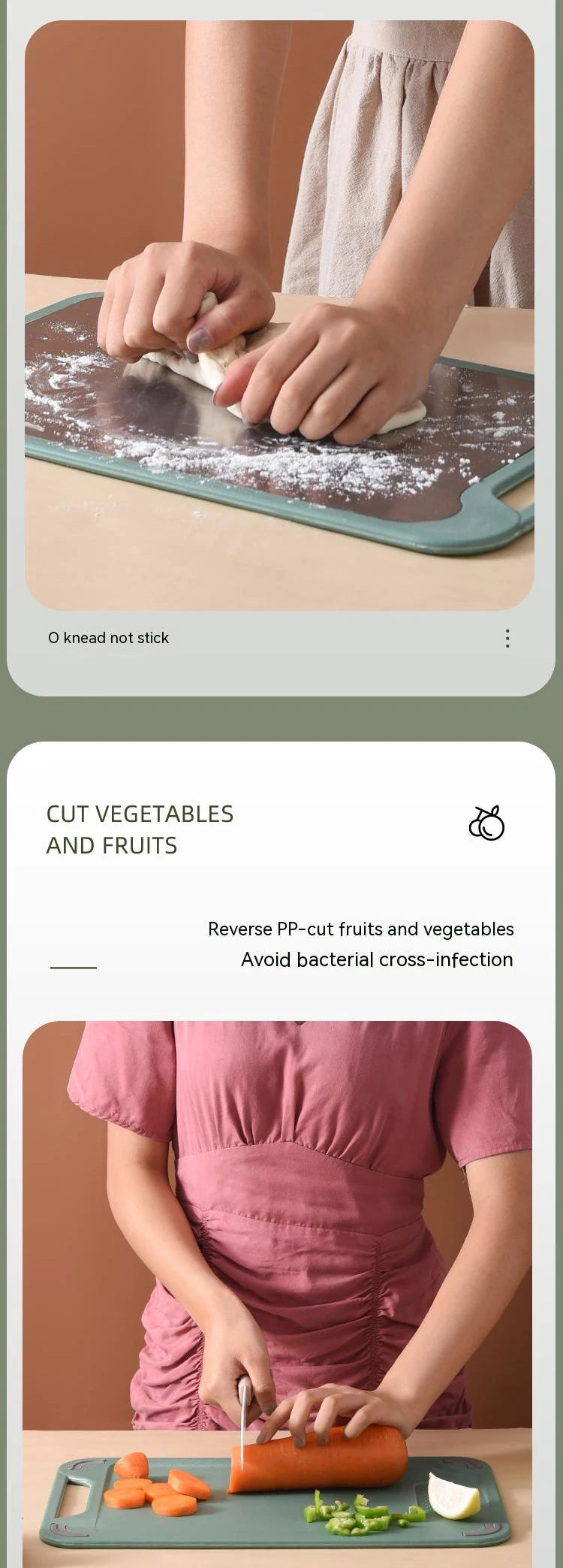 1pc Schneidebrett Zwei Seiten von Edelstahl und Kunststoff Dual-purpose Multifunktional Cut Gemüse und Fleisch Hacken Eber
