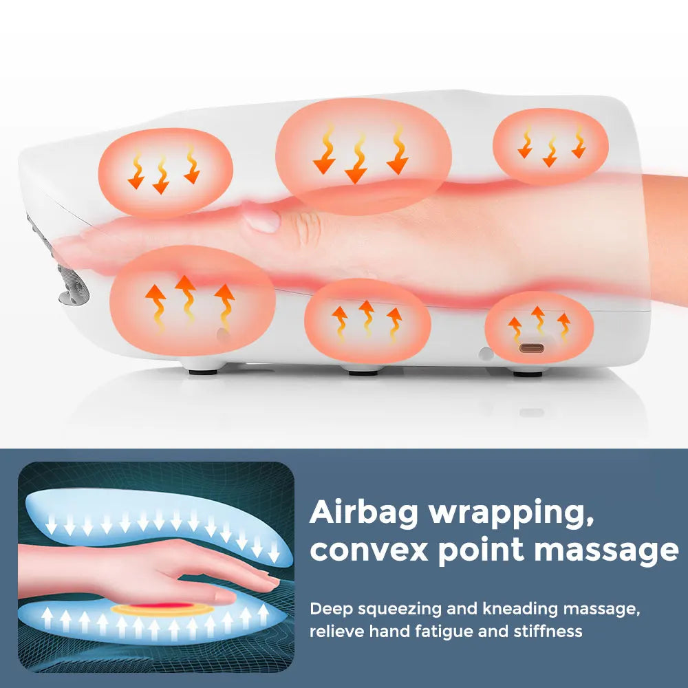 New Hand Massager Acupoint Massage Heated Physiotherapy Air Compression Massage Palm Massager Finger Wrist Spa Relax Pain Relief