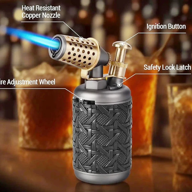 JOBON Einstellbarer nachfüllbarer Fackelfeuerzeug Blue Jet Turbo Flame BBQ Kochfeuerzeug Vintage Zigarre Antike Feste Flamme Sicherheitsschloss