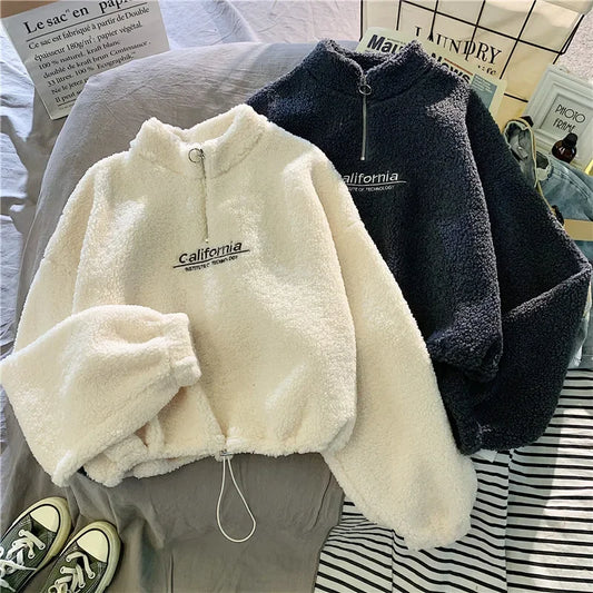 2023 Herbst Solide Brief Halb Rollkragen Pullover Frauen Langarm Lose Tops Reißverschluss Damen Kleidung Sweatshirt Sportli2023 Herbst Solide Brief Halb Rollkragen Pullover Frauen Langarm Lose Tops Reißverschluss Damen Kleidung Sweatshirt Sportlichen Stil