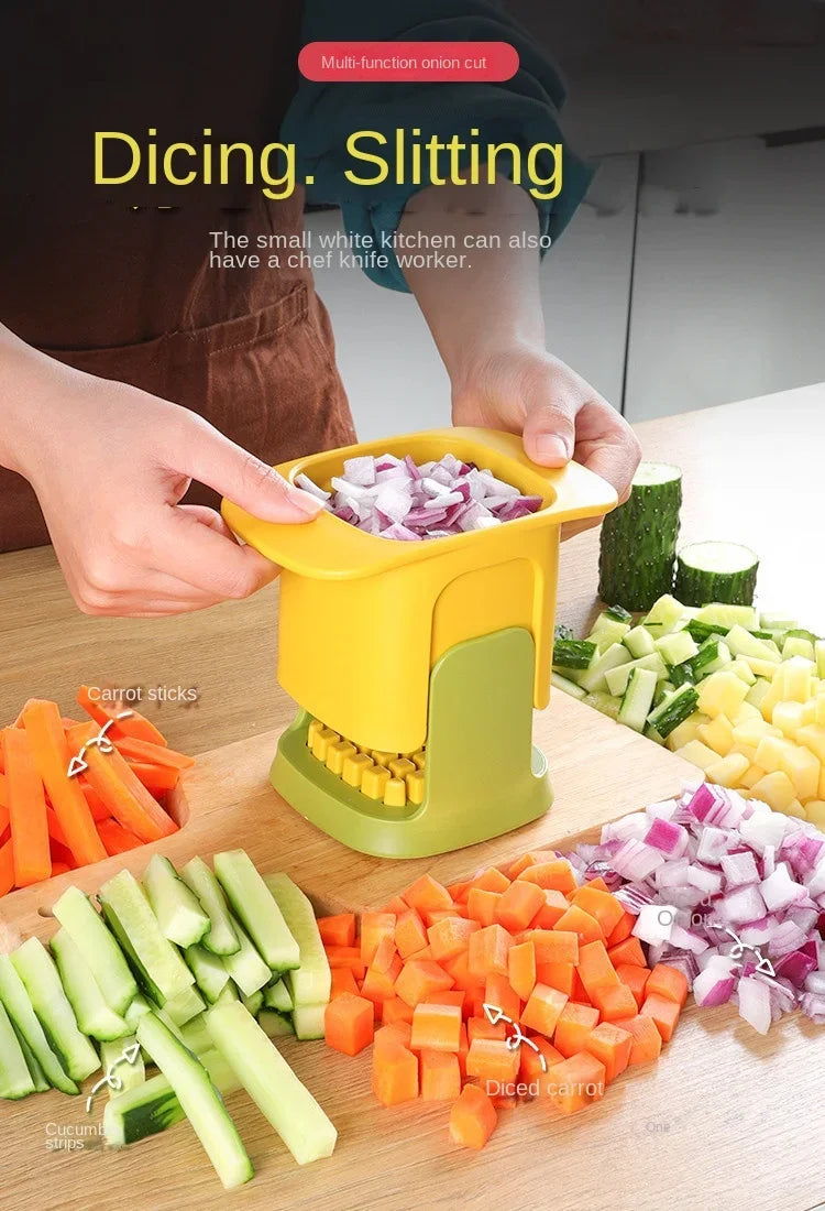 Multifunktionaler Gemüseschneider für den Haushalt Pommes Frites, Zwiebeln, Gurken, Karotten, Schinken und Obstschneider