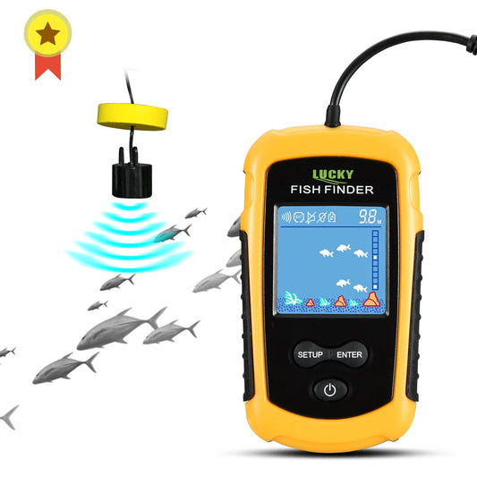 FFC1108-1 Alarm 100M Tragbarer Sonar-Fischfinder 45-Grad-Sonar-Abdeckung Echolot-Alarmgeber See-Meeresangeln
