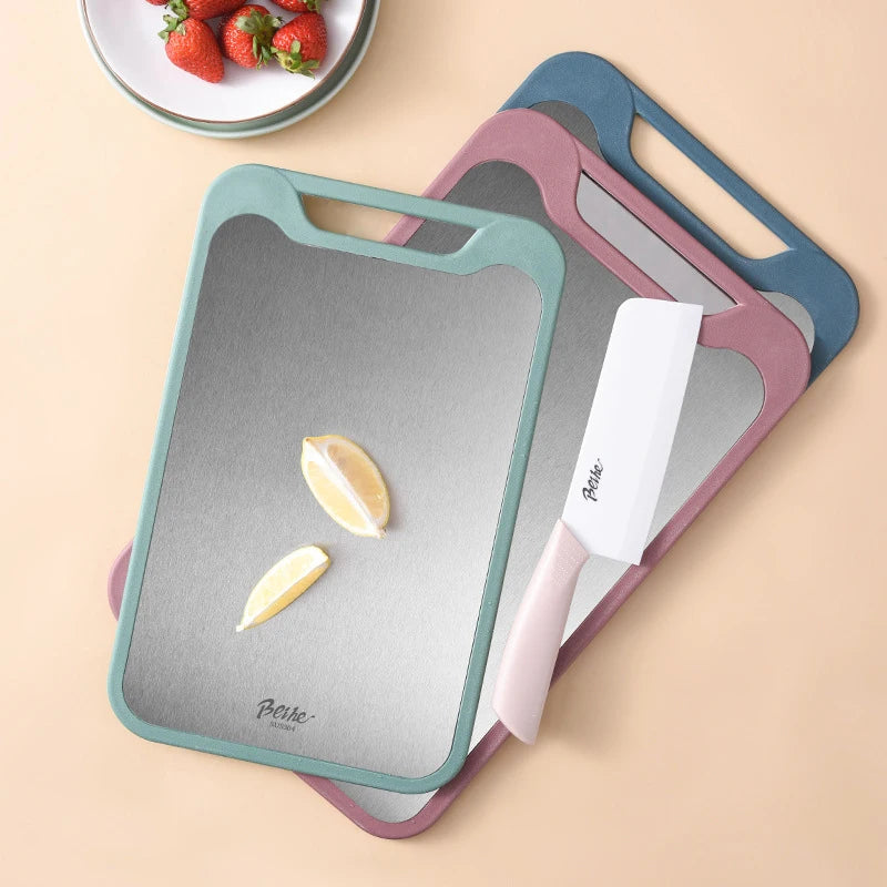 1pc Schneidebrett Zwei Seiten von Edelstahl und Kunststoff Dual-purpose Multifunktional Cut Gemüse und Fleisch Hacken Eber